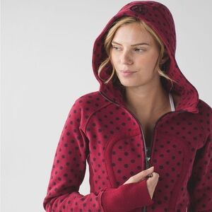 Lululemon deep red polka dot full zip scuba jacket